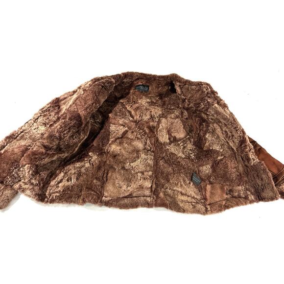 Express Women’s 100% Lamb Shearling Patchwork Fur Jacket Brown Hook Closure M - Picture 7 of 11